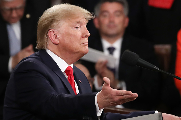 -Le président Donald Trump prononce son discours sur l'état de l'Union, représentant les États-Unis le 04 février 2020 à Washington DC. Le président Trump remet son troisième État de l'Union à la nation. Photo de Drew Angerer / Getty Images.