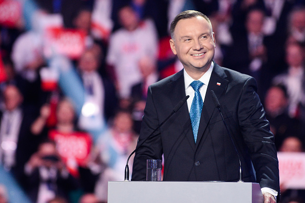 Le président sortant Andrzej Duda, allié du parti PiS du Premier ministre, est favori du scrutin et pourrait même l'emporter dès le premier tour. (Photo : Omar Marques/Getty Images)