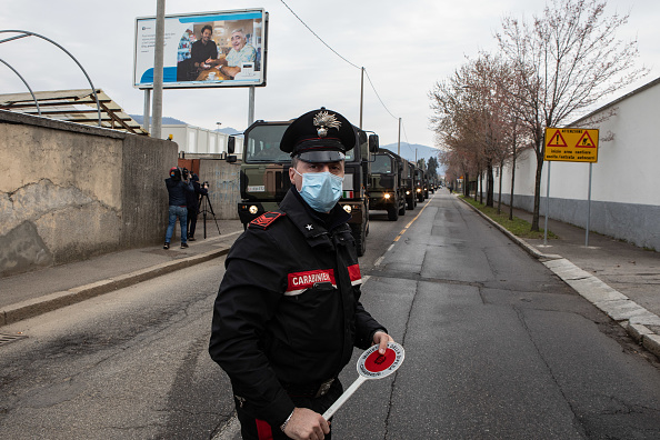 Cimetière de Bergame, près de Milan, en Italie, le 26 mars 2020. (Photo by Emanuele Cremaschi/Getty Images)