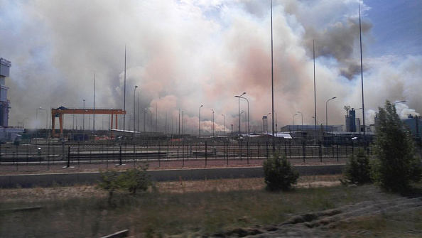 Le 4 avril 2020, un incendie a éclaté dans la zone d'exclusion autour de la centrale nucléaire de Tchernobyl. (Photo : NATALKA LEVINA/AFP via Getty Images)