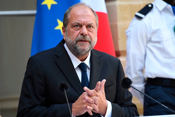 Éric Dupond-Moretti pendant la cérémonie de passation organisée dans la cour du ministère de la Justice le 7 juillet 2020. Crédit : BERTRAND GUAY/AFP via Getty Images.