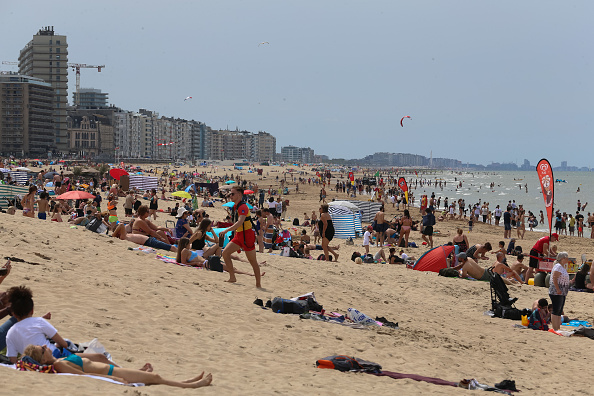 Plage d'Oostende, le 18 juillet 2020. (Photo NICOLAS MAETERLINCK/BELGA MAG/AFP via Getty Images)