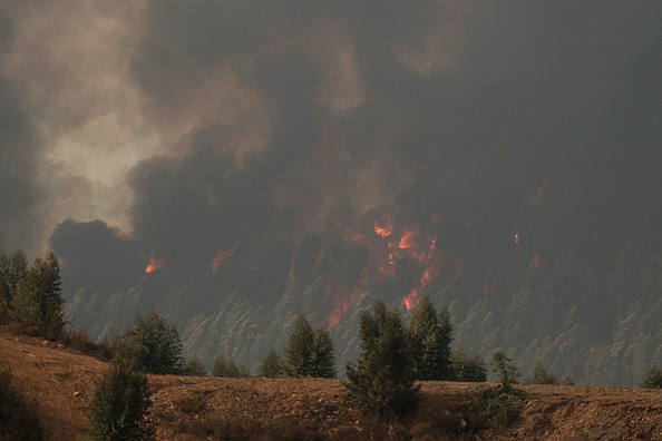 Au moins 3 200 personnes ont été évacuées en raison d'un incendie qui a déjà ravagé quelque 16 000 hectares dans la province de Huelva, dans le sud-ouest de l'Espagne. (Photo : JORGE GUERRERO/AFP via Getty Images)