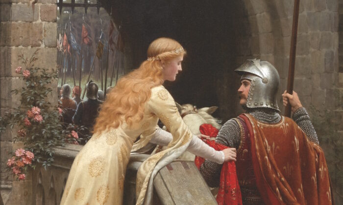 Détail, « Dieu te protège » (God Speed !), par Edmund Blair Leighton, 1900. (Domaine public)