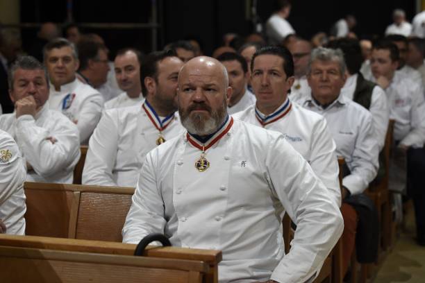 Philippe Etchebest photographié le 26 janvier 2018 pendant les obsèques de Paul Bocuse à la cathédrale Saint-Jean de Lyon. Crédit : PHILIPPE DESMAZES/AFP via Getty Images.