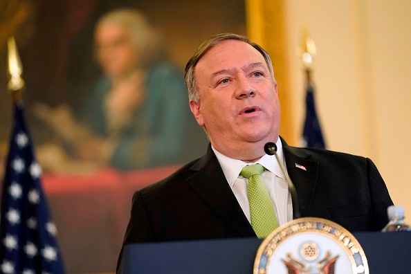 Le secrétaire d'État américain Mike Pompeo prend la parole lors d'une conférence de presse, le 21 septembre 2020, au département d'État américain à Washington, DC. (Photo : PATRICK SEMANSKY/POOL/AFP via Getty Images)