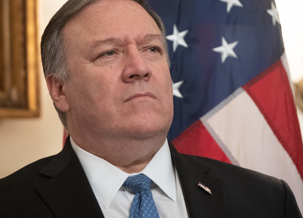 Le secrétaire d'État américain Mike Pompeo lors d’une cérémonie de signature au cours de laquelle le président américain Donald Trump signe une proclamation sur les hauteurs du Golan à Washington, DC, le 25 mars 2019. (Photo de Michael Reynolds - Piscine / Getty Images)