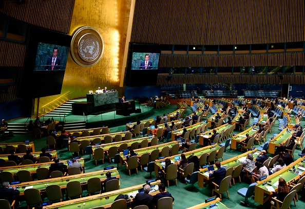 Président de la délégation de la Corée du Nord, Kim Song prend la parole lors du débat général de la 74e session de l'Assemblée générale des Nations Unies le 30 septembre 2019 au siège des Nations Unies à New York.(Photo : DON EMMERT/AFP via Getty Images)