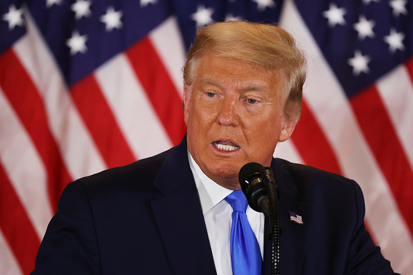 Le président américain Donald Trump s'exprime le soir des élections dans la salle Est de la Maison Blanche, le 3 novembre 2020 à Washington, DC.(Photo : Chip Somodevilla/Getty Images)