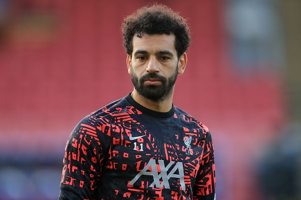 Mohamed Salah, s'échauffe avant le match de football de Premier League anglaise entre Crystal Palace et Liverpool à Selhurst Park, dans le sud de Londres, le 19 décembre 2020. (ADAM DAVY/POOL/AFP via Getty Images)