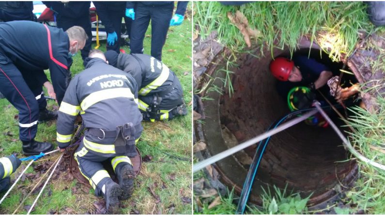 La petite fille est parvenue à se cramponner à un tuyau de pompage en attendant l’arrivée des secours. Crédit : Service départemental d’incendie et de secours du Nord (SDIS 59). 