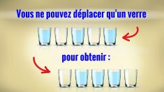 Pouvez-vous déplacer un seul verre de la rangée du haut pour reproduire la séquence de la rangée du bas ?