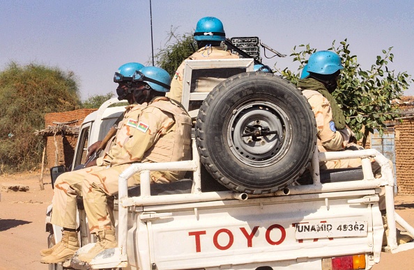 Mission du maintien de la paix des Nations Unies et de l'Union africaine. Photo par - / AFP via Getty Images.