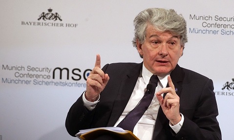 Thierry Breton, commissaire européen chargé du marché intérieur, lors d'une table ronde à la Conférence de Munich sur la sécurité 2020. (Photo : Johannes Simon/Getty Images)