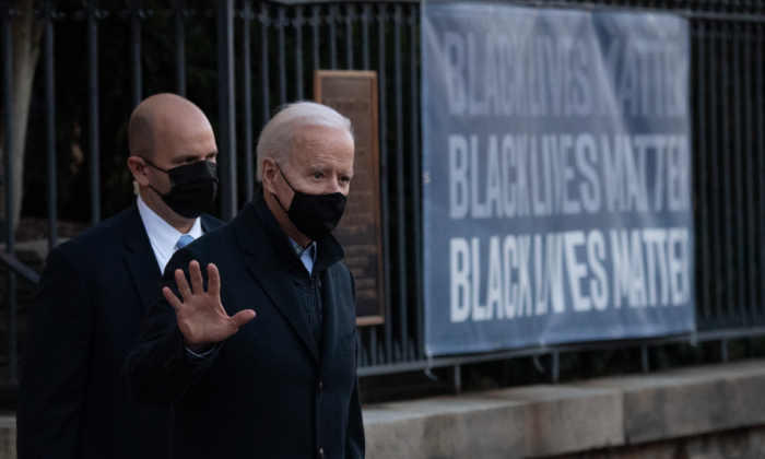 US President Joe Biden leaves Holy Trinity Catholic Church in Washington, DC, March 6, 2021. (Photo by SAUL LOEB / AFP) (Photo by SAUL LOEB/AFP via Getty Images)