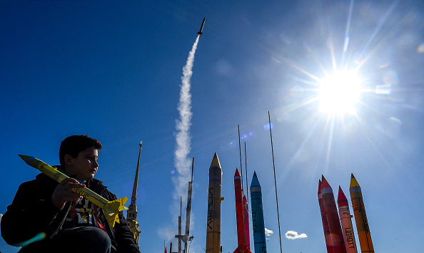 Célébration du 60e anniversaire du premier vol habité de la Russie Youri Gagarine dans l'espace. Photo par Olga MALTSEVA / AFP via Getty Images.