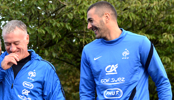  Didier Deschamps et Karim Benzema à Clairefontaine-en-Yvelines, octobre 2012.  (Photo : FRANCK FIFE/AFP via Getty Images)