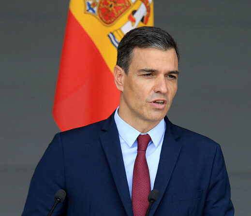 Le Premier ministre espagnol Pedro Sanchez lors d’une conférence de presse, le 8 juillet 2021. Photo de PETRAS MALUKAS / AFP via Getty Images.