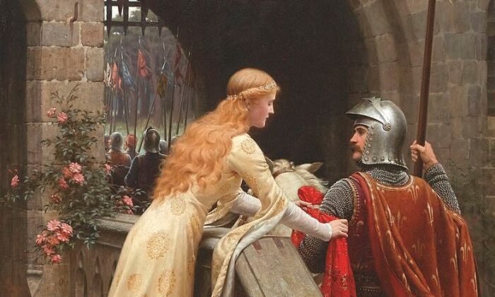 Détail de « God Speed » d'Edmund Leighton, 1900. (Domaine public)