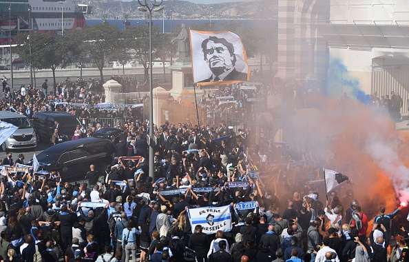 Obsèques de Bernard Tapie à la cathédrale Sainte-Marie Majeure de Marseille le 8 octobre 2021. (Photo CLEMENT MAHOUDEAU/AFP via Getty Images)