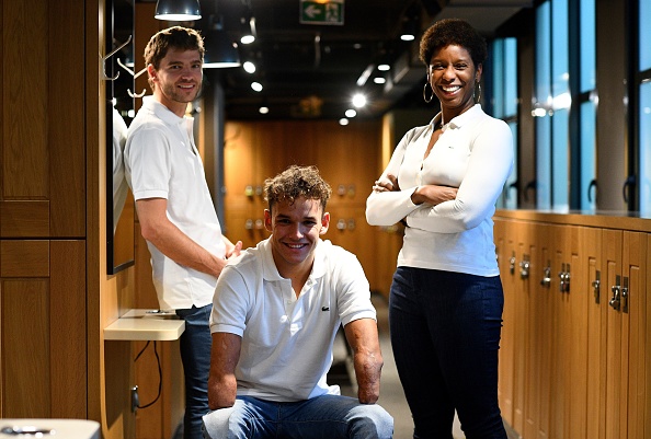 Mathieu Witvoet éco-aventurier, Théo Curin double vice champion aux jeux paralympiques de Rio-2016 et Malia Metella vice-championne olympique du 50m nage libre aux JO d'Athènes.   (Photo : FRANCK FIFE/AFP via Getty Images)