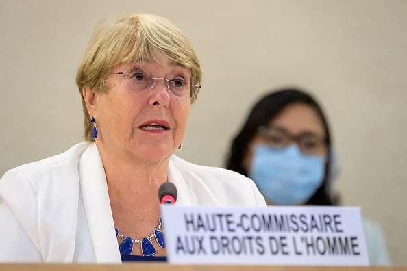 -La Haut-Commissaire des Nations Unies aux droits de l'homme, Michelle Bachelet, demande depuis des années à Pékin de lui accorder un "accès significatif et sans entrave" au Xinjiang, le 15 août2021. Photo de Fabrice COFFRINI / AFP via Getty Images.