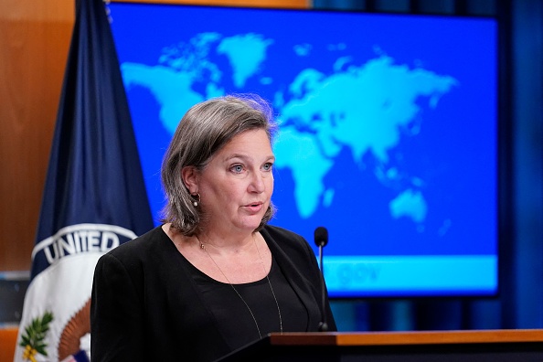 La sous-secrétaire aux affaires politiques du département d'État, Victoria J. Nuland, lors d'un briefing au département d'État à Washington, DC, le 27 janvier 2022. Photo de Susan Walsh / POOL / AFP via Getty Images.