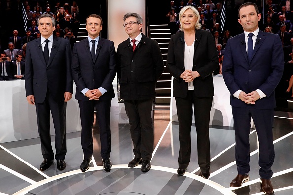 Les candidats à l'élection présidentielle française le 20 mars 2017 à Aubervilliers, en région parisienne. (PATRICK KOVARIK/AFP via Getty Images)