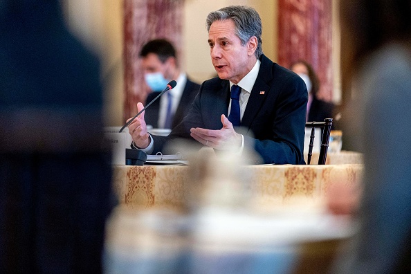 -Le secrétaire d'État Antony Blinken au département d'État à Washington, DC, le 7 février 2022. Photo d'Andrew HARNIK/POOL/AFP via Getty Images.