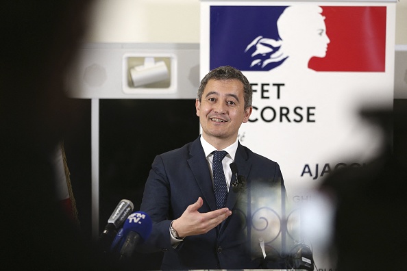 Le ministre de l'Intérieur Gerald Darmanin en visite en Corse. (Photo :  PASCAL POCHARD-CASABIANCA/AFP via Getty Images)