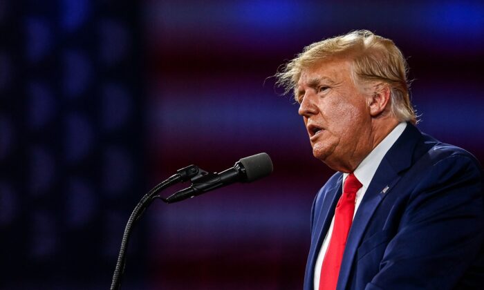 L'ancien président Donald Trump s'exprime lors de la Conservative Political Action Conference 2022 (CPAC) à Orlando, en Floride, le 26 février 2022. (Chandan Khanna/AFP via Getty Images)