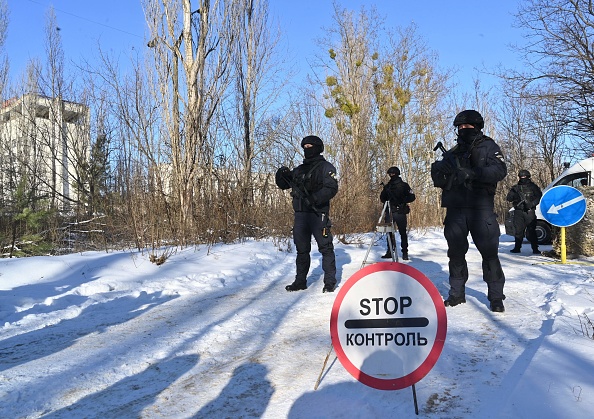 Entrée de la centrale de Tchernobyl.
(Photo SERGEI SUPINSKY/AFP via Getty Images)