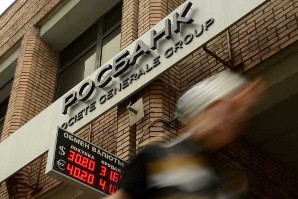 Un bureau de Rosbank, l'unité russe de Société Générale, à Moscou. (Photo : KIRILL KUDRYAVTSEV/AFP via Getty Images)