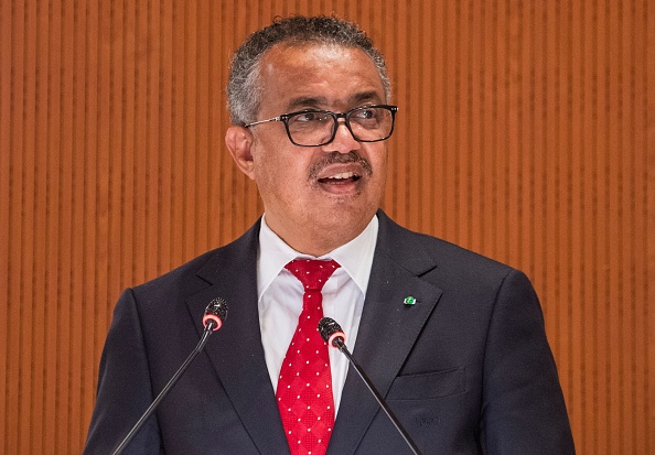 Le Directeur général de l'Organisation mondiale de la santé (OMS), Tedros Adhanom Ghebreyesus, prononce un discours le jour de l'ouverture de la 75e Assemblée mondiale de la santé de l'Organisation mondiale de la santé (OMS) à Genève, le 22 mai 2022. (Photo : JEAN-GUY PYTHON/AFP via Getty Images)