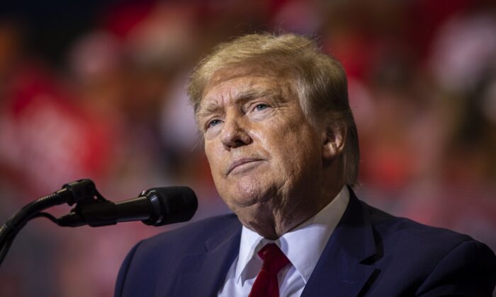 L'ancien président Donald Trump à Casper, dans le Wyoming, le 28 mai 2022. (Chet Strange/Getty Images)