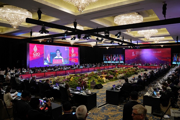 La ministre indonésienne des Affaires étrangères Retno Marsudi, à la réunion des ministres des Affaires étrangères du G20, le 8 juillet 2022. Photo de DITA ALANGKARA/PISCINE/AFP via Getty Images.