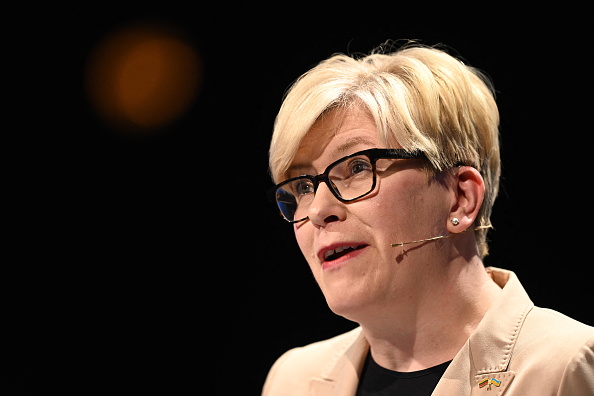 La première ministre de la Lituanie, Ingrida Simonyte, s'exprime lors du sommet de Copenhague sur la démocratie, à Copenhague, au Danemark, le 10 juin 2022.  (Photo : PHILIP DAVALI/Ritzau Scanpix/AFP via Getty Images)