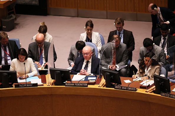 L’ambassadeur Vasily Nebenzia, représentant permanent de la Fédération de Russie auprès des Nations Unies, prend la parole le 24 août 2022 à New York. Photo de Michael M. Santiago/Getty Images.