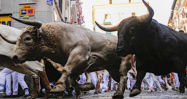 Fête de San Fermin à Pampelune, dans le nord de l'Espagne.     (Photo : JOSE JORDAN/AFP via Getty Images)