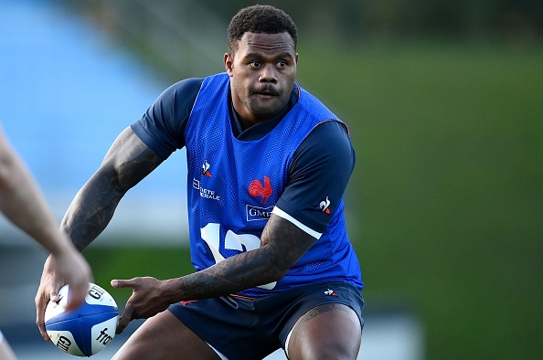 L'ailier français Virimi Vakatawa, lors d'une séance d'entraînement le 21 octobre 2020 à Marcoussis, au sud de Paris.  (FRANCK FIFE/AFP via Getty Images)