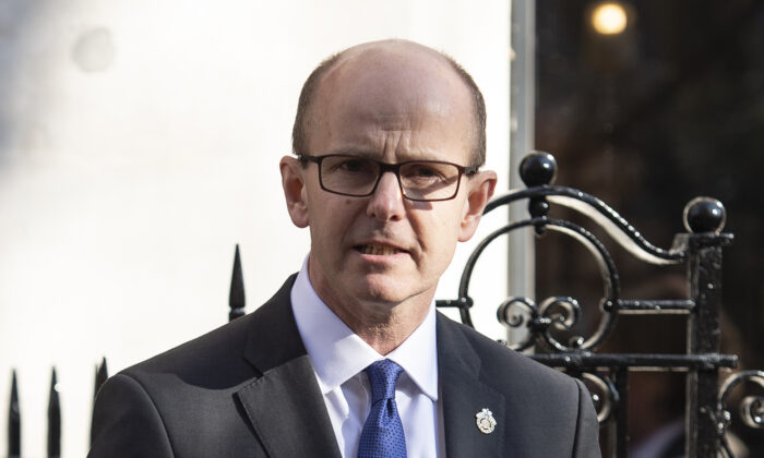 Jeremy Fleming à Watergate House, Londres, le 14 février 2019. (Niklas Halle'n/AFP via Getty Images)
