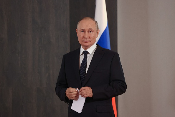 Le président russe Vladimir Poutine au sommet des dirigeants de l'Organisation de coopération de Shanghai le 15 septembre 2022. Photo par ALEXANDR DEMYANCHUK/SPOUTNIK/AFP via Getty Images.