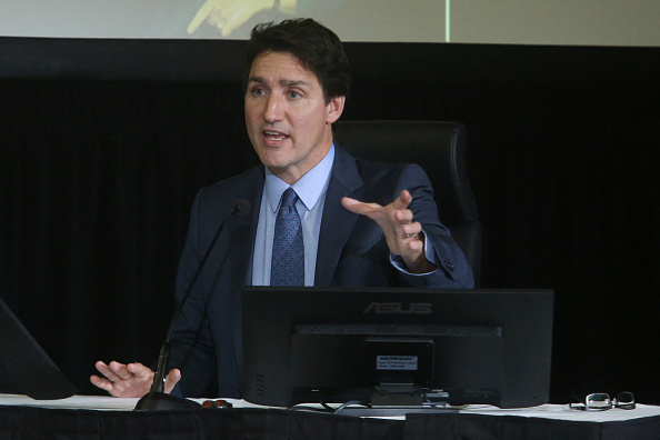 Le premier ministre canadien Justin Trudeau témoigne devant l'enquête publique de la Commission d'urgence de l'ordre public, le 25 novembre 2022, à Ottawa. (Photo : DAVE CHAN/AFP via Getty Images)