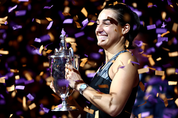 La Française Caroline Garcia a battu la Biélorusse Aryna Sabalenka lors de la finale du simple féminin des 2022 WTA Finals, le 7 novembre 2022 à Fort Worth au Texas. (Photo : Katelyn Mulcahy/Getty Images)