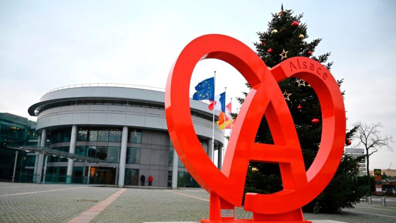 Le logo de la "collectivité européenne d'Alsace". (Photo: SEBASTIEN BOZON/AFP via Getty Images)