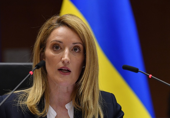 La présidente du Parlement européen, Roberta Metsola. (Photo : JOHN THYS/AFP via Getty Images)