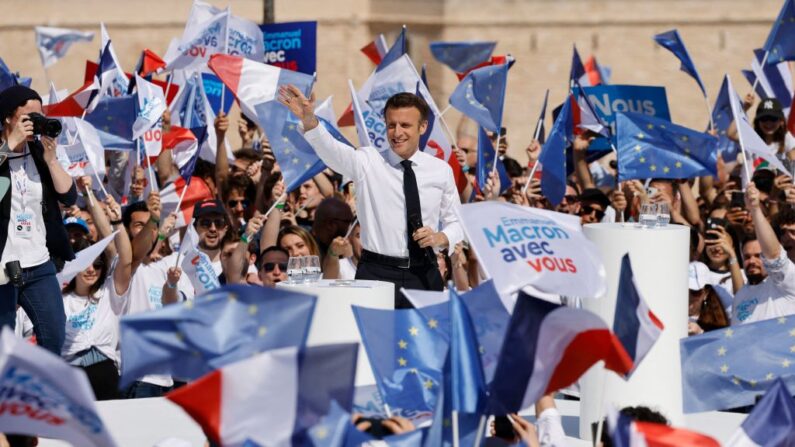 Emmanuel Macron, à Marseille, le 16 avril 2022, avant le second tour de l'élection présidentielle. (Photo: LUDOVIC MARIN/AFP via Getty Images)