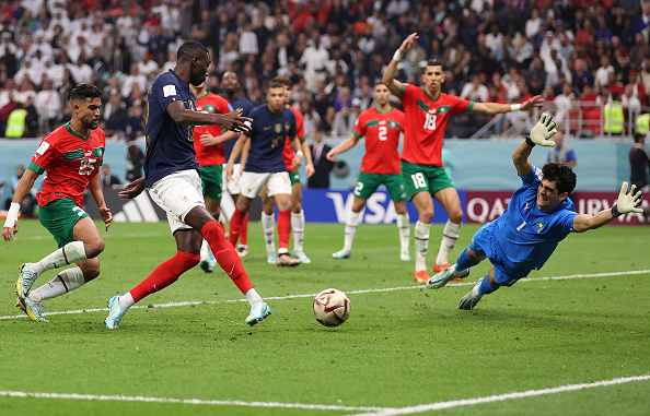 Match de demi-finale de la Coupe du Monde de la FIFA, Qatar 2022 entre la France et le Maroc au stade Al Bayt, le 14 décembre 2022 à Al Khor, au Qatar. (Photo : Julian Finney/Getty Images)