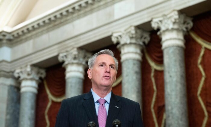 Le président de la Chambre des représentants, Kevin McCarthy (Parti républicain, Californie), à Washington, le 12 janvier 2023. (Saul Loeb/AFP via Getty Images)