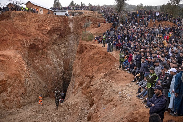 Rayan, un garçon de cinq ans, était tombé dans un puits le 1er février 2022, dans le village isolé d'Ighrane, dans la province rurale de Chefchaouen, Maroc. (Photo : FADEL SENNA/AFP via Getty Images)